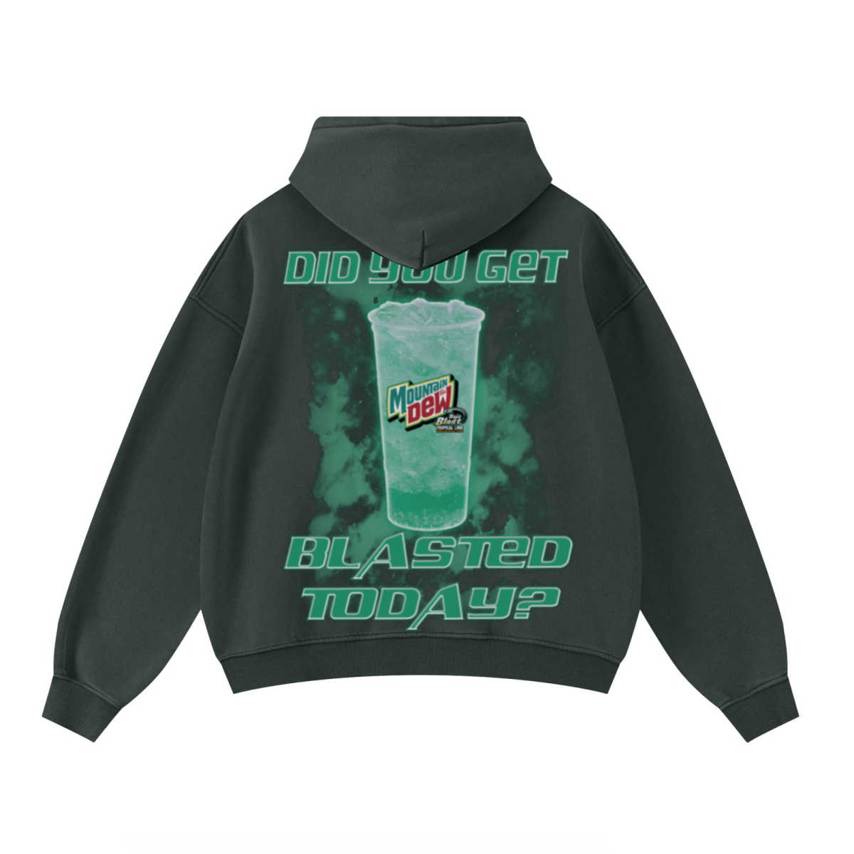 400GSM Unisex Washed Heavyweight Boxy-Fit Hoodie Vintage Moss Green