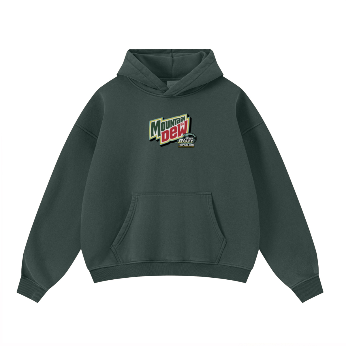 400GSM Unisex Washed Heavyweight Boxy-Fit Hoodie Vintage Moss Green